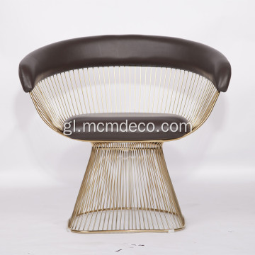 Réplica da cadeira de comedor de aceiro inoxidable de Warren Platner